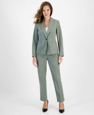 Pinstripe One-Button Jacket & Slim-Fit Pantsuit, Petite & Regular 