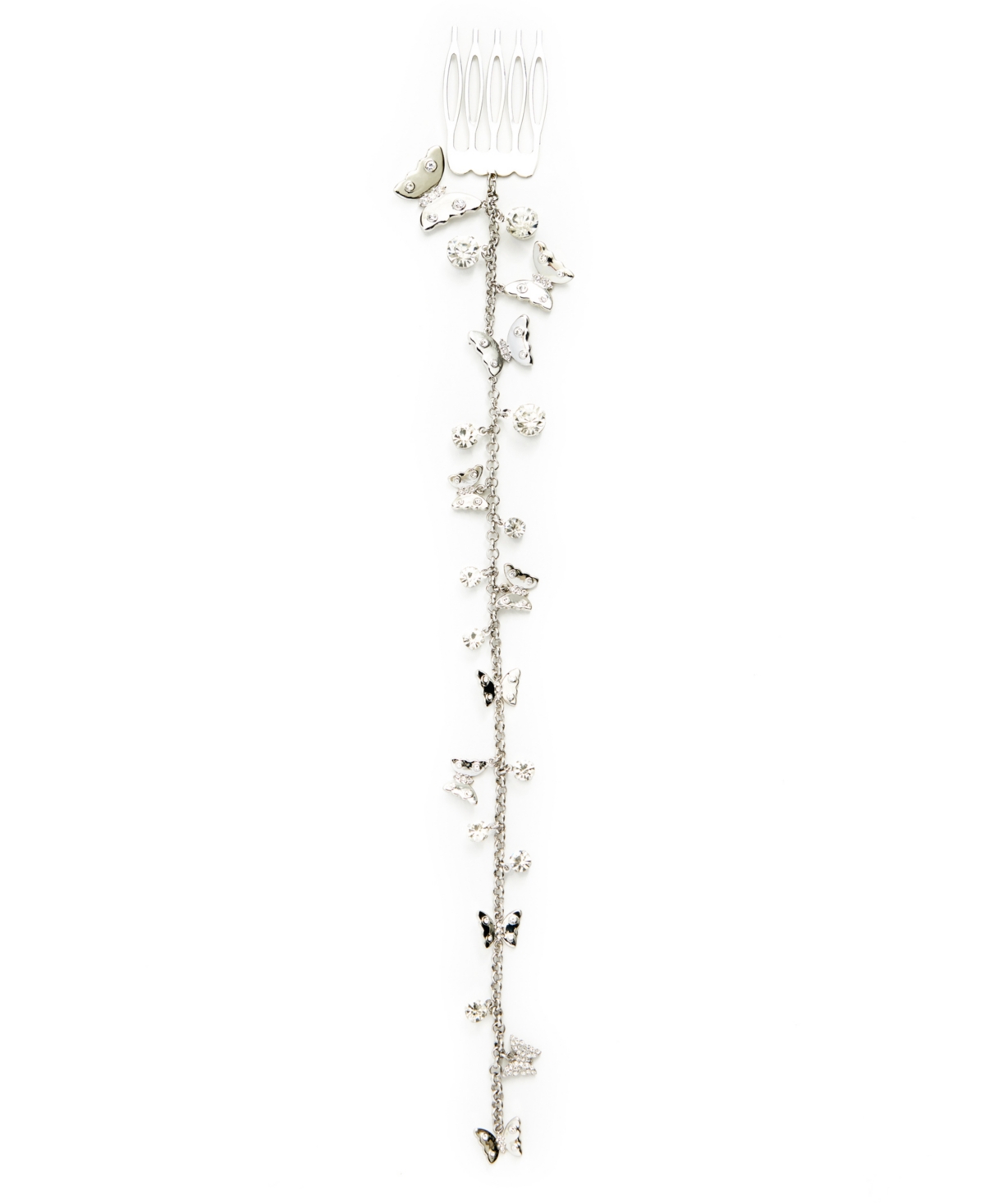 Kleinfeld Faux Stone Trailing Butterflies Hair Chain Comb In Crystal,rhodium
