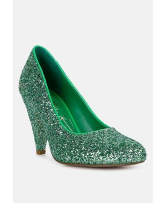 Womens Sugar Plum Glitter Conical Heel Pumps