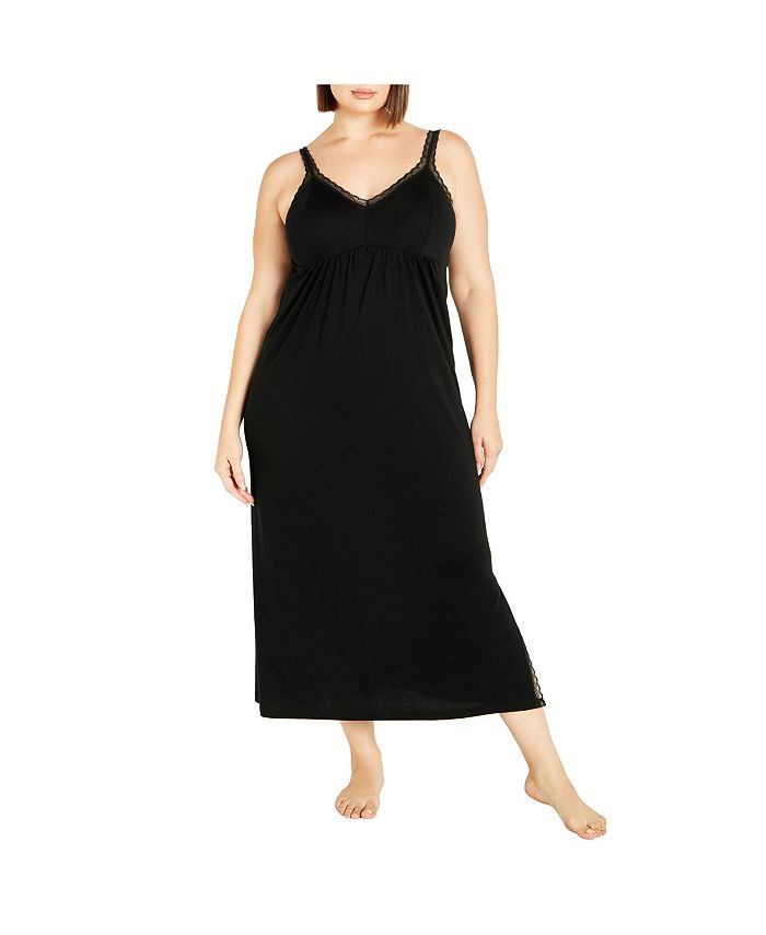 AVENUE Plus Size Lace Trim Sleep Maxi Dress Macy's