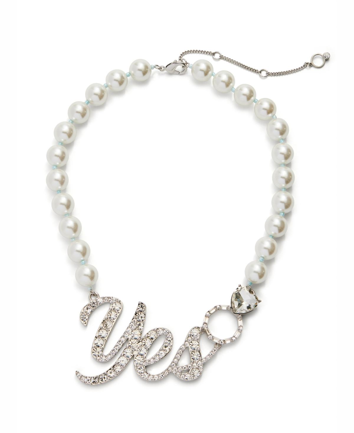 Faux Stone Yes Imitation Pearl Statement Necklace - Crystal, Rhodium