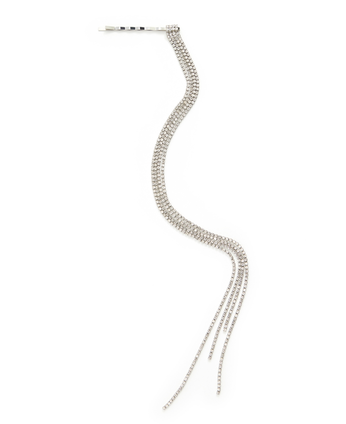 Kleinfeld Faux Stone Fringe Bobby Pin Hair Chain In Crystal,rhodium