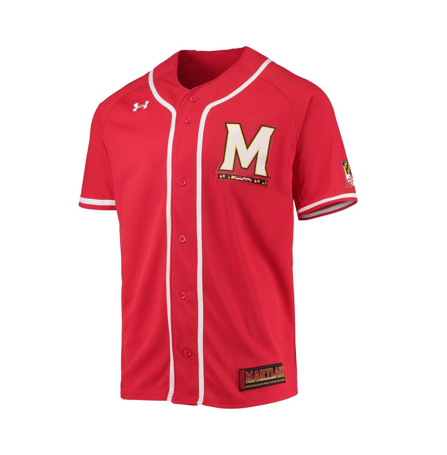 Мужской топ Under Armour Red Maryland Terrapins Replica Baseball Jersey — фото 3