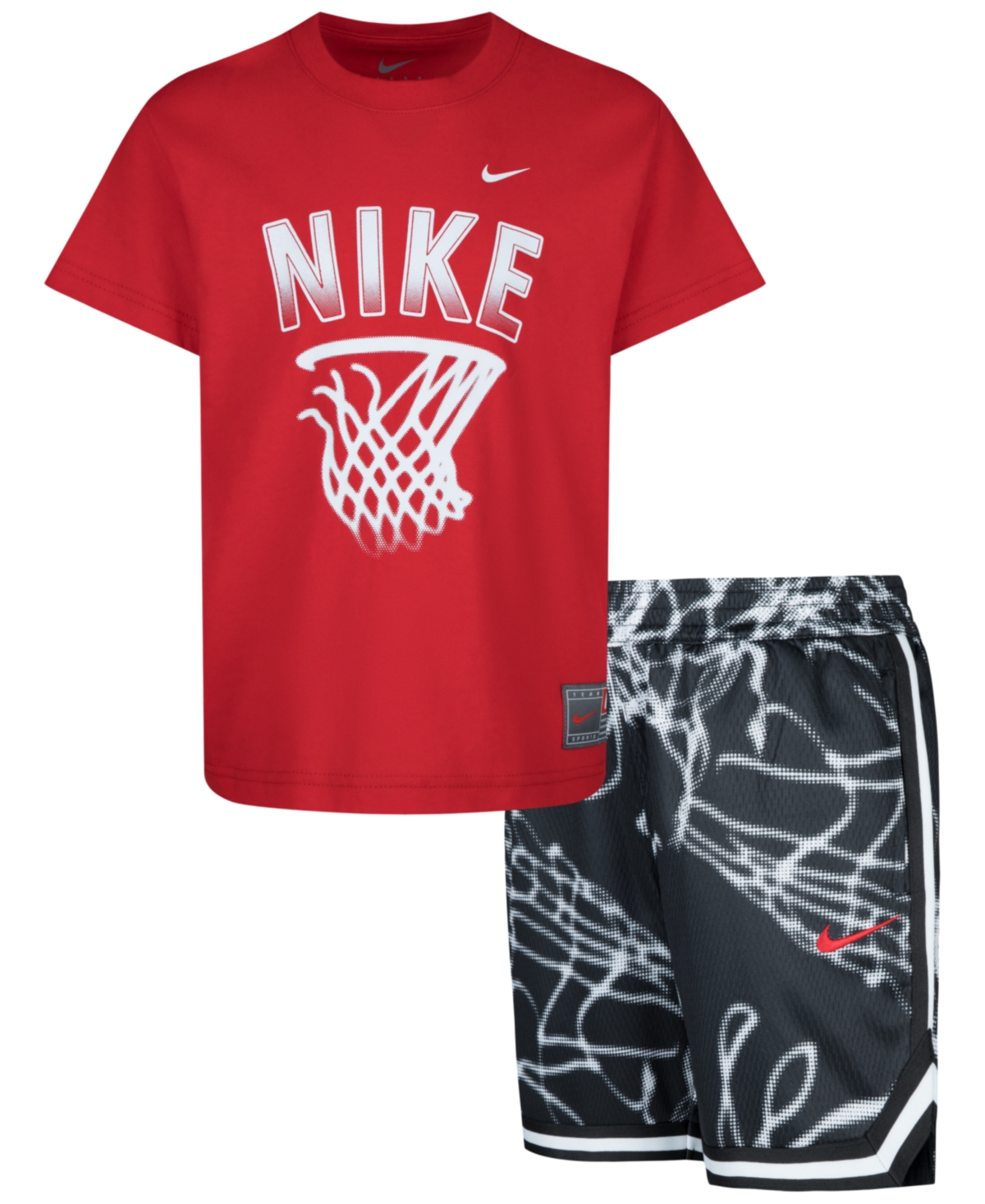 Shop Nike Little Boys Mesh T-shirt And Shorts, 2 Piece Set In Black