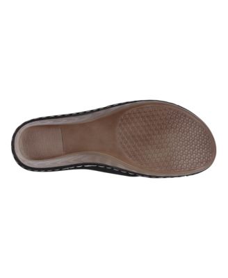 Women's Miller Cross Strap Flower Slip-On Wedge Sandals