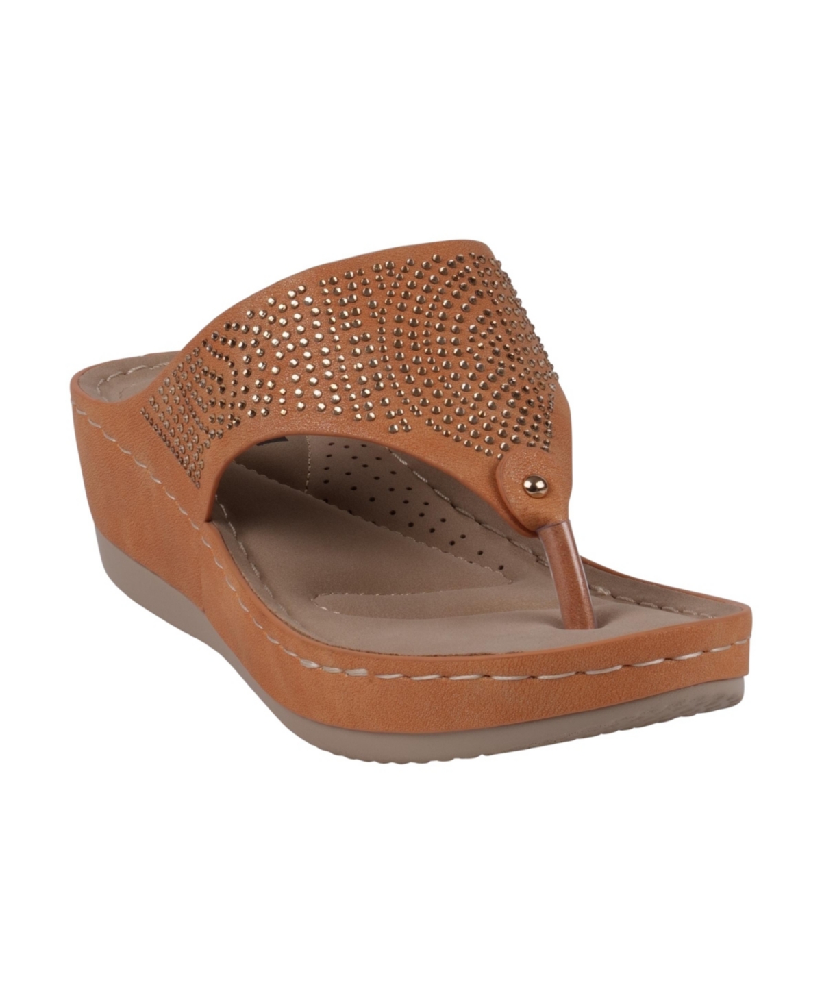 Gc Shoes Women's Wagner Embellished Thong Wedge Sandals In Orange