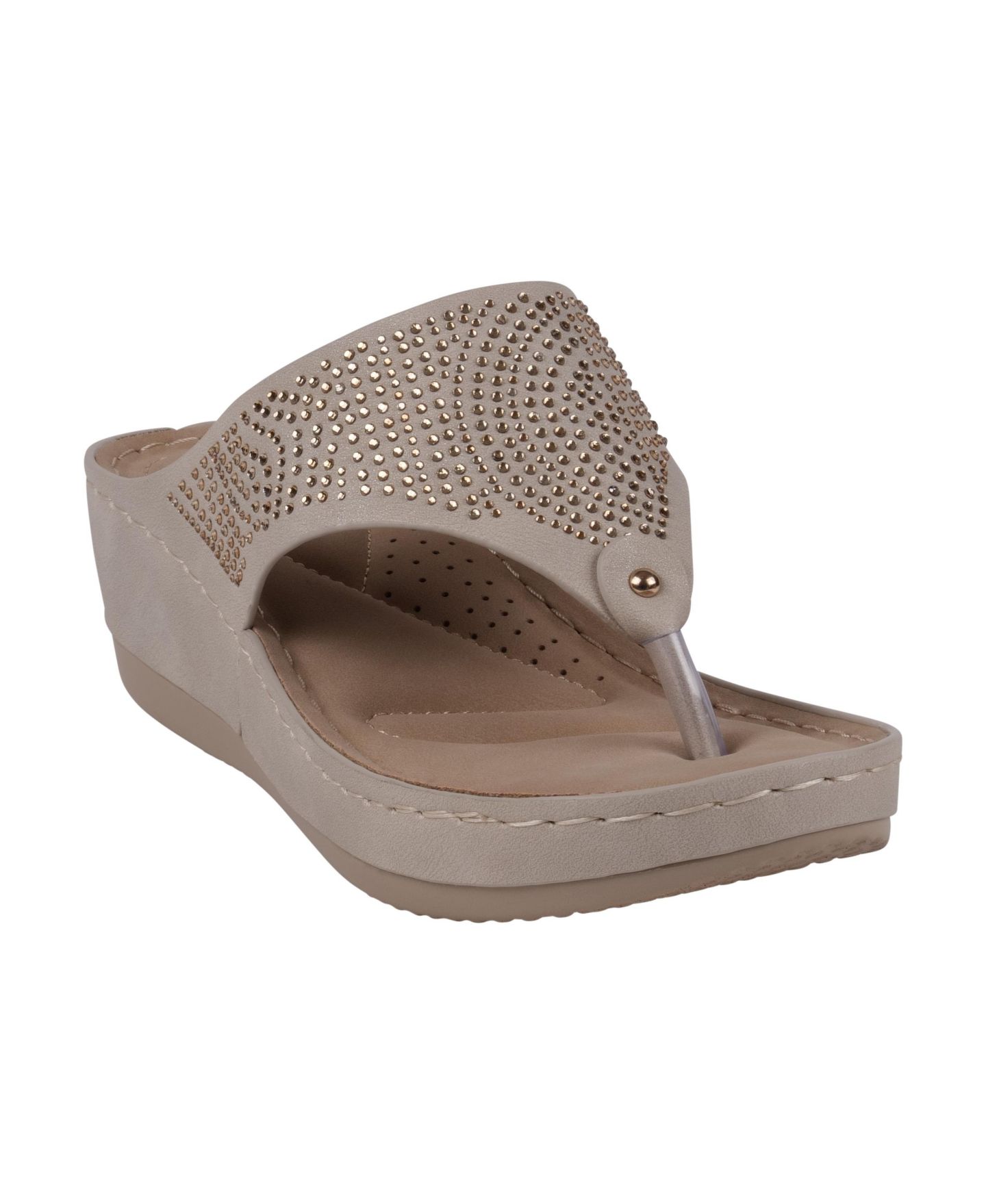 Женские сандалии GC Shoes Wagner Embellished Thong Wedge, цвет: Молочный белый — фото 1