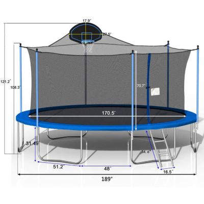 16FT Trampoline with Basketball Hoop & Safety Enclosure