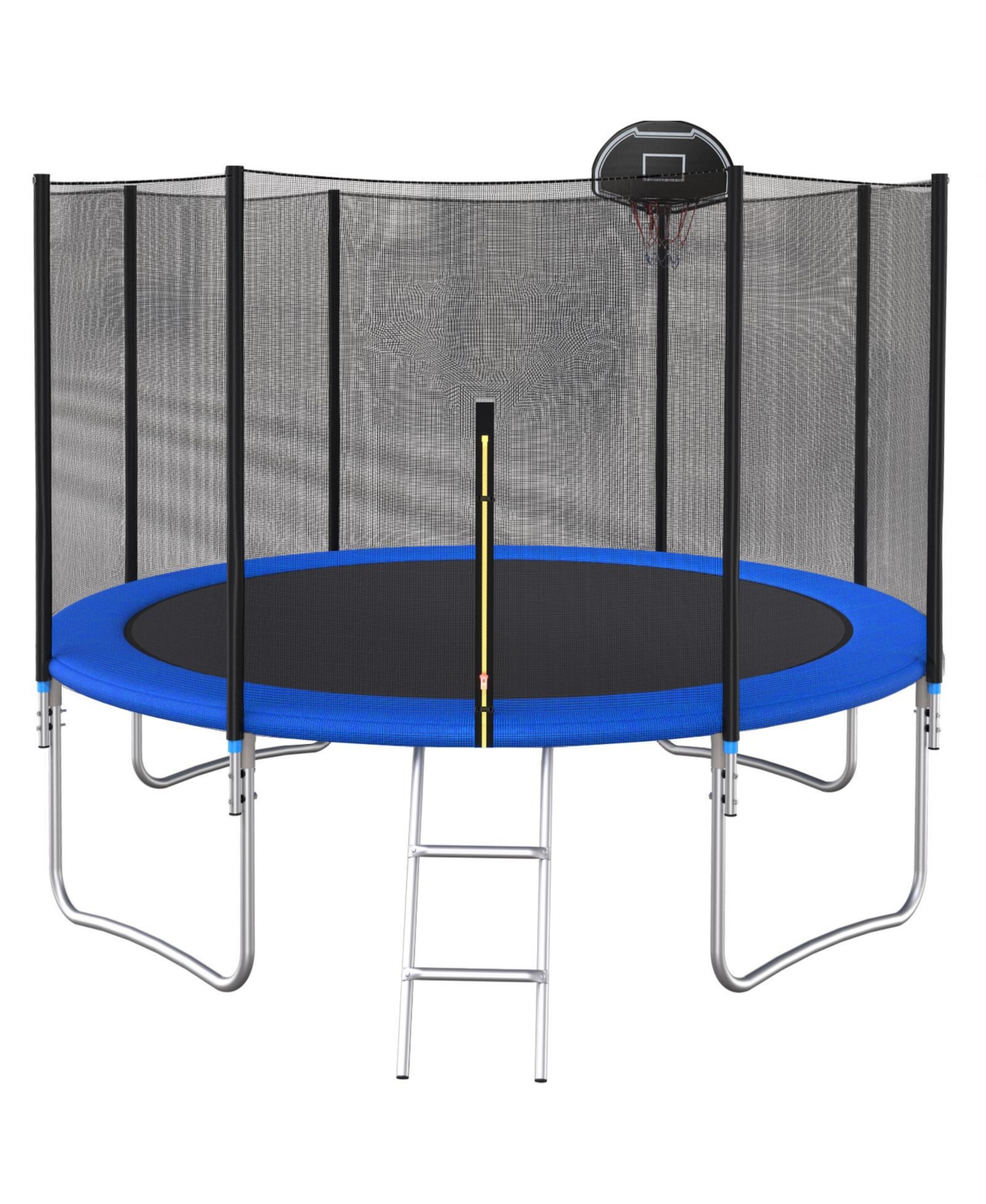 10 Ft Trampoline Outside Safety Net With Basketball Hoop - Blue