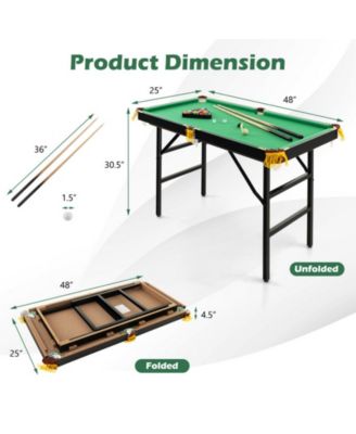 47 Inch Folding Billiard Table with Cues and Brush Chalk