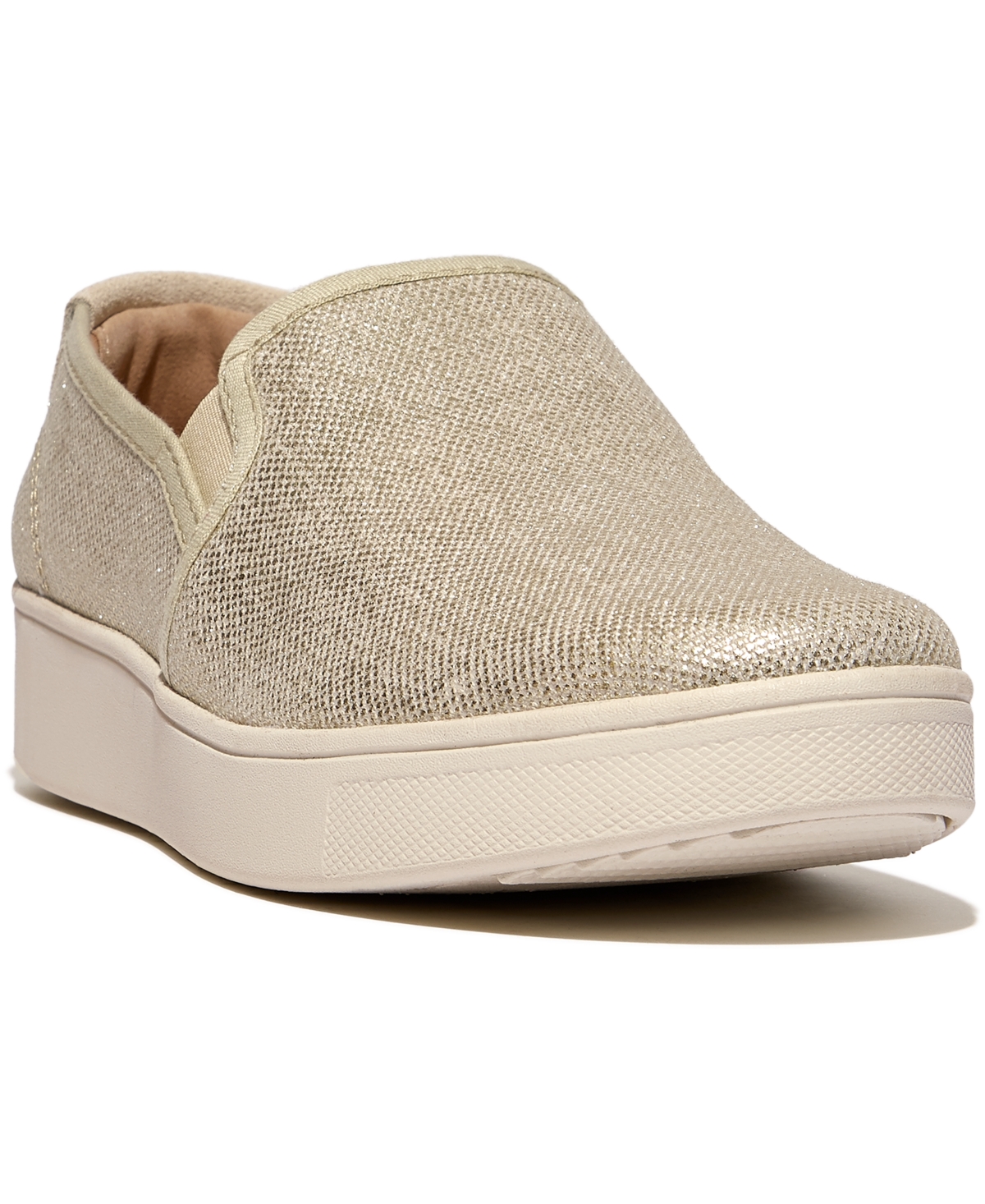 Fitflop Women's Rally Glitz-canvas Slip-on Skate Sneakers In Platino