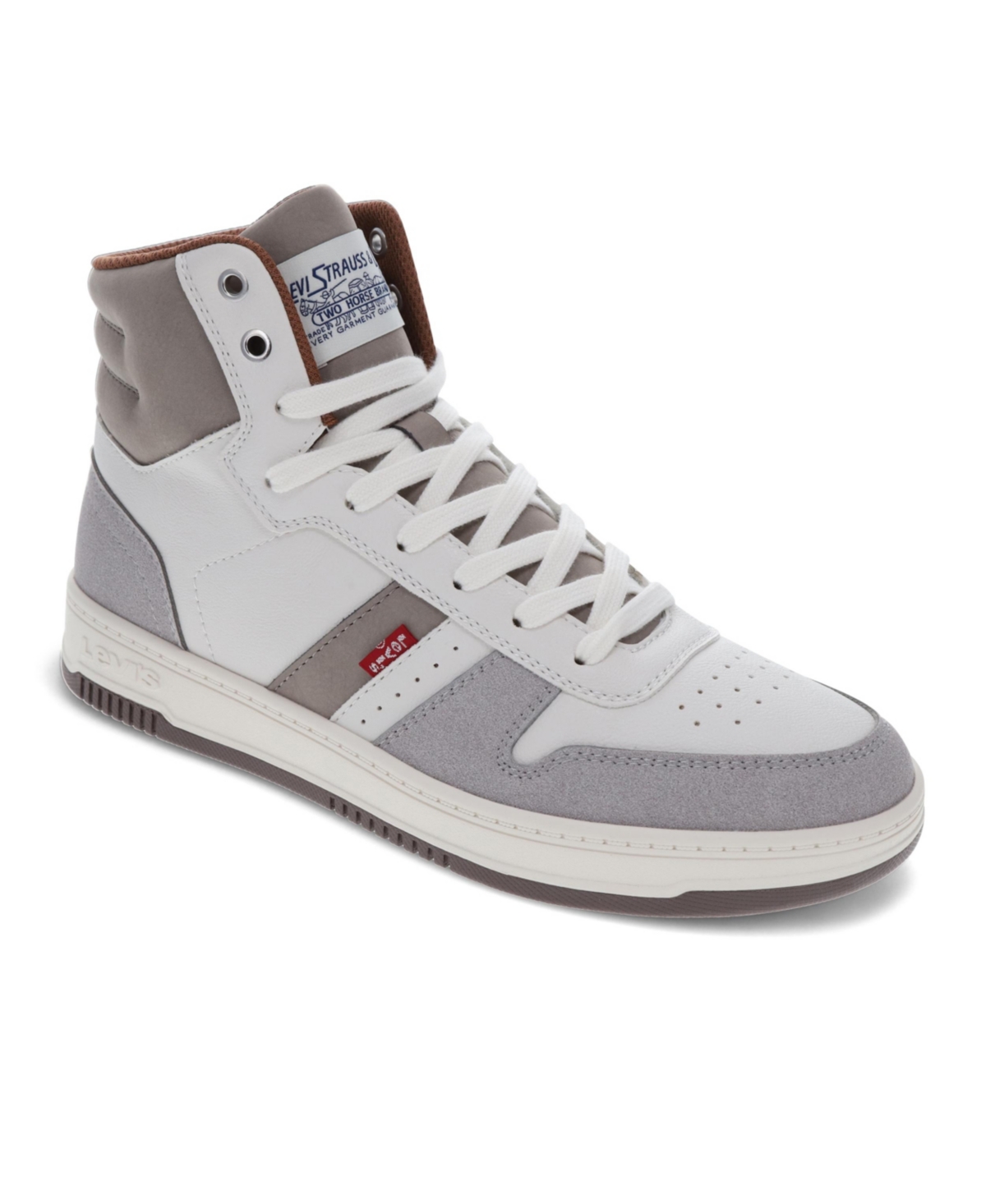 Shop Levi's Men's Drive High-top Lace Up Sneakers In Winter White,cappuccino,mocha