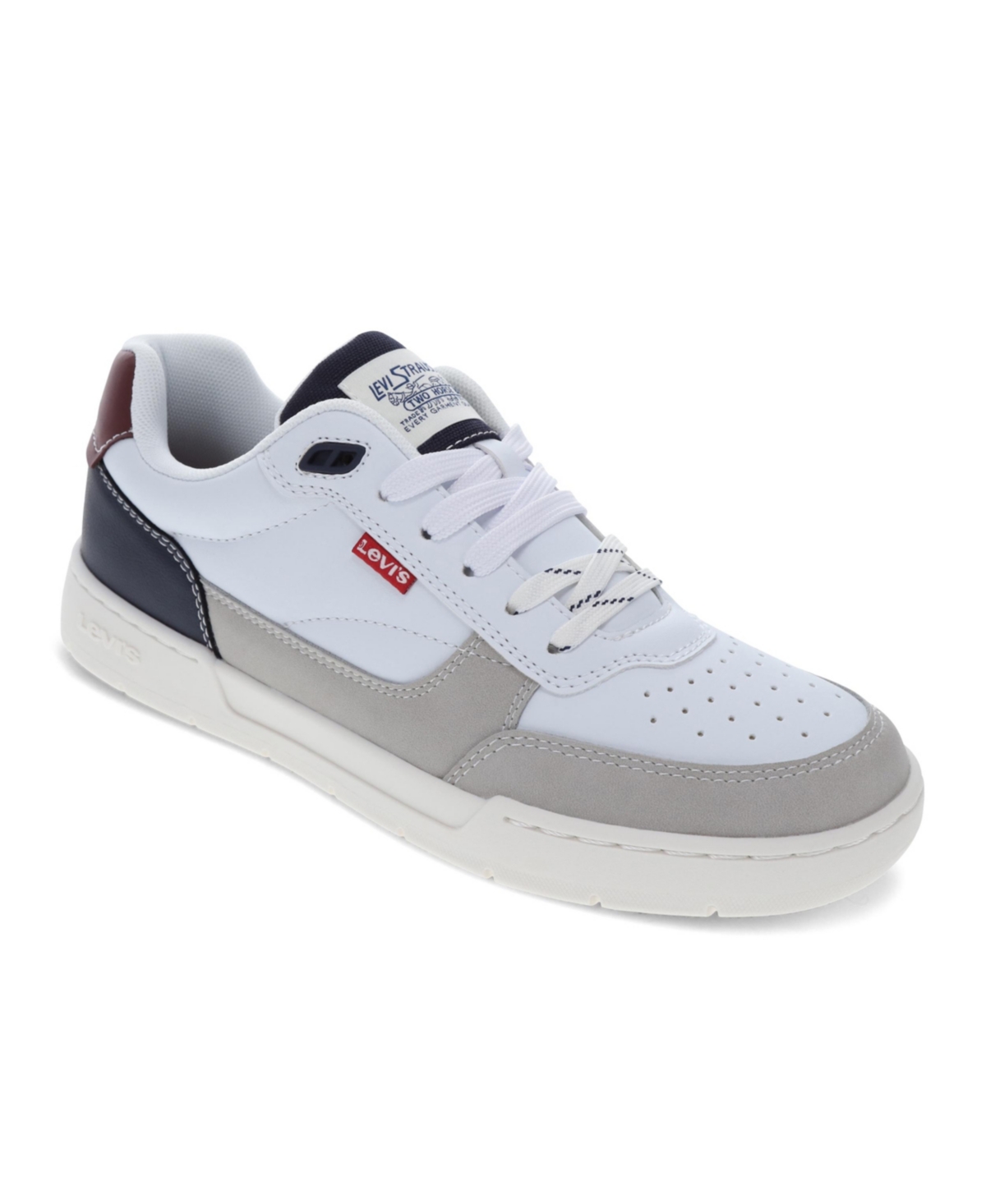 Shop Levi's Men's La Jolla Comfort Lace Up Sneakers In White,cement,navy