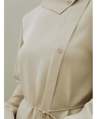 Women's Asymmetrical Shirt with Waist Tie