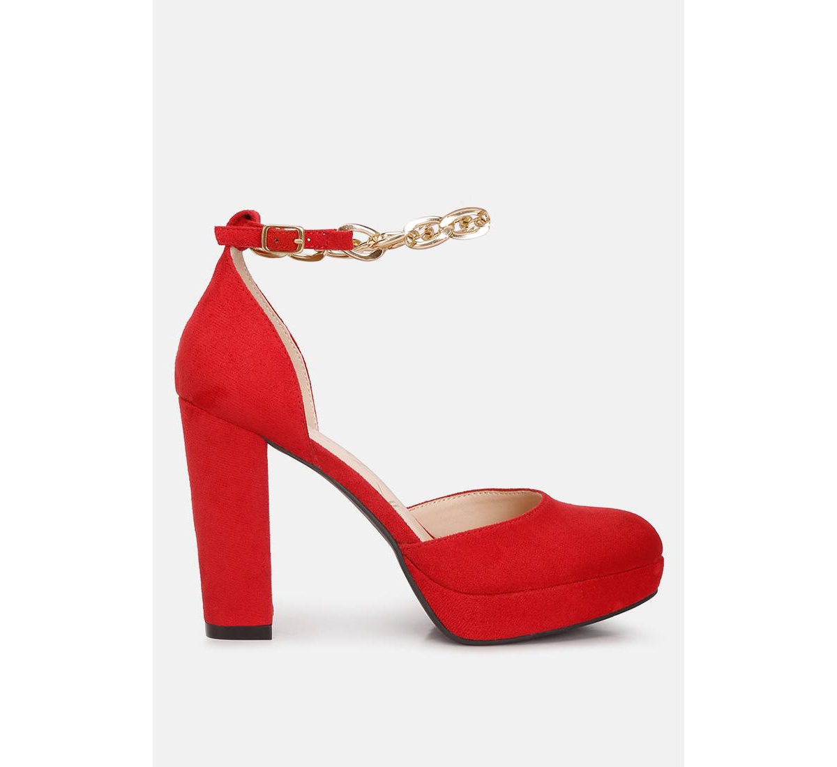 inigo interchangeable ankle strap platform sandals - Red