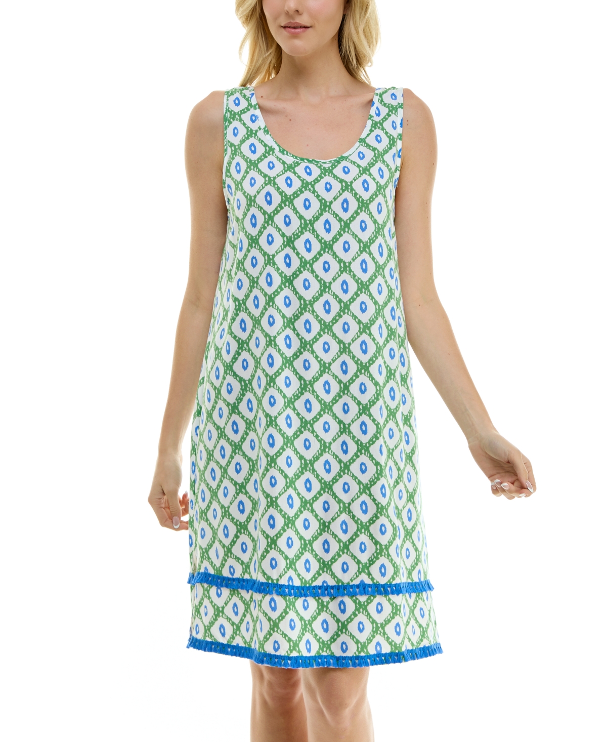 Roudelain Women's Printed Tassel-Trim Tank Nightgown