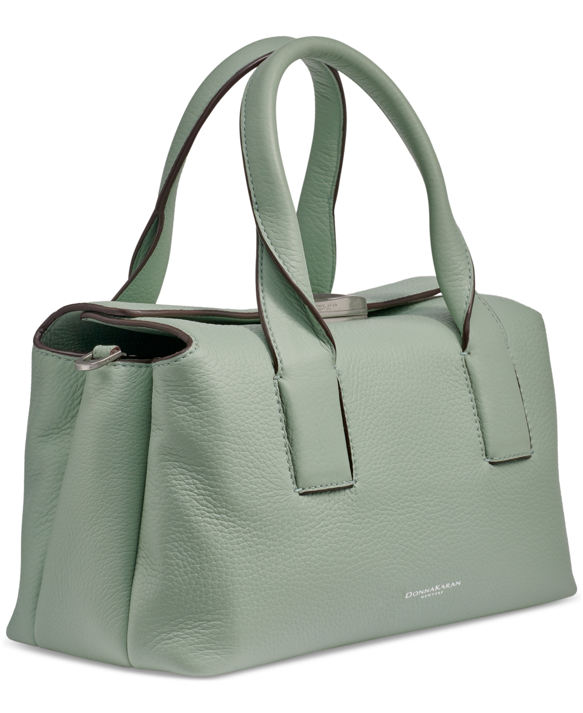Shop Donna Karan Amagansett Soft-rolled Leather Satchel With Sculpted Magnet Closure In Pale Jade