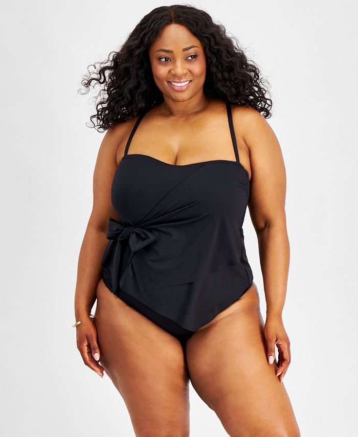Becca ETC Plus Size Color Code Side Tie Tankini Top Hipster Bikini Bottoms Macy s