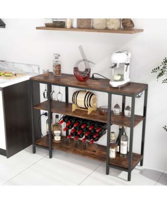 Cabinet Bar Table Rack Table for Drinks Glasses with Power Outlets