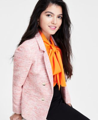 Bar III Plus Size Tweed Open-Front Blazer, Created for Macy's