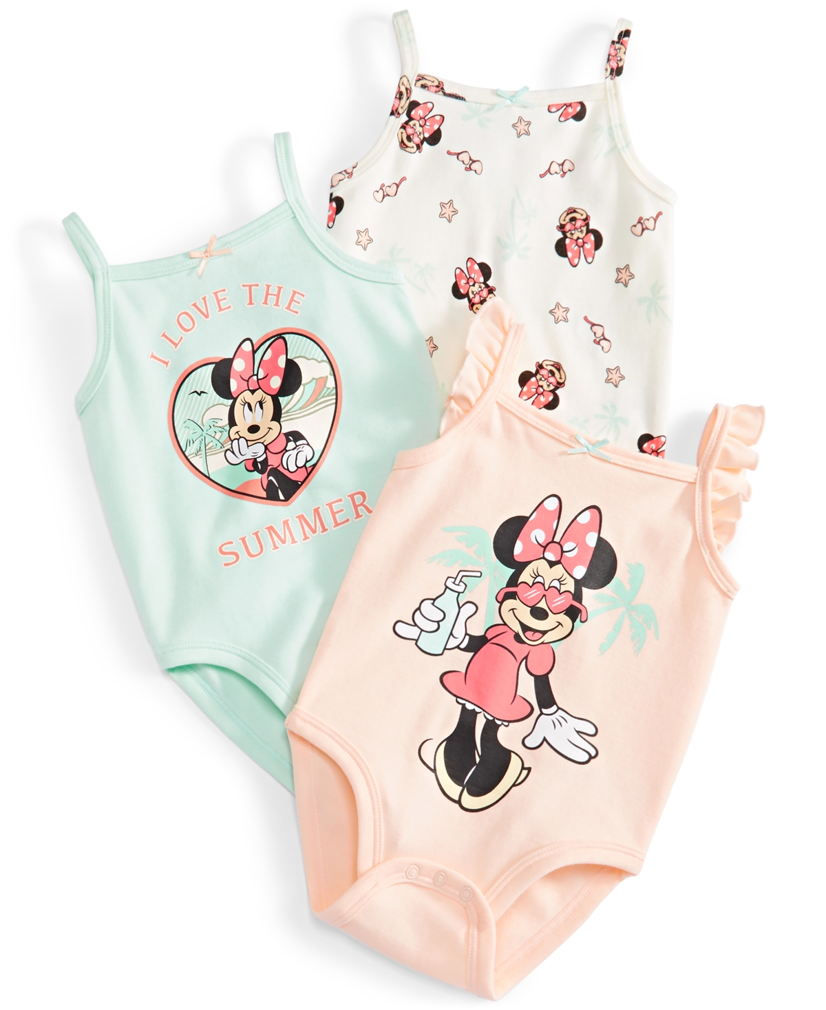 Shop Disney Baby Minnie Mouse Bodysuits, Pack Of 3 In Assorted