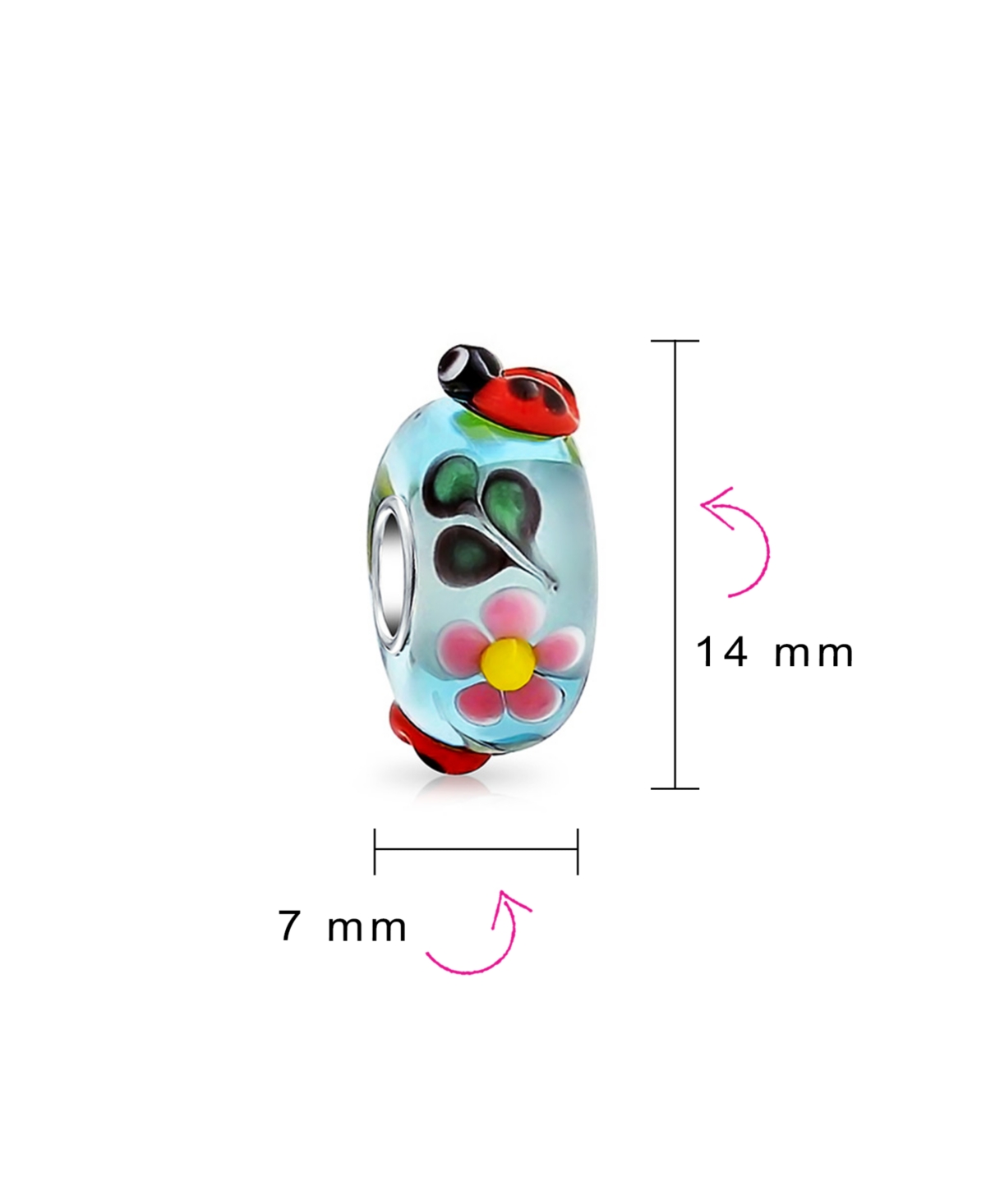Bling Jewelry Insect Set Bundle Sterling Silver Core Multi Color 3D Lamp Work Murano Glass Ladybug Butterfly Bumble Bee Charm Bead Spacer Fits Europea