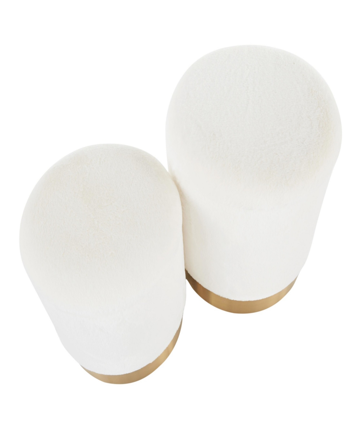 Lumisource Marla Contemporary Nesting Ottoman Set In Metal And Plush Fabric By  In Cream Plush Fabric
