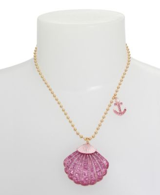 Betsey Johnson Faux Stone Seashell Pendant Necklace - Macy's