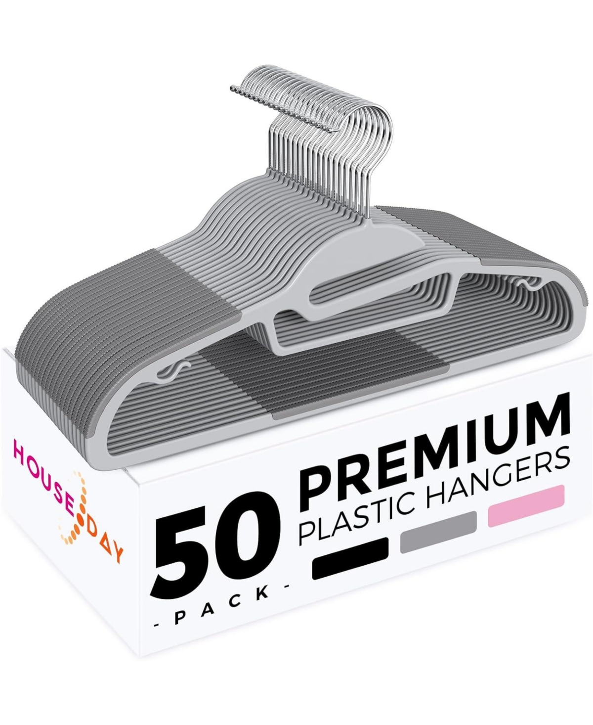 16.3 Inch Heavy Duty Plastic Hangers 50 Pack - Black