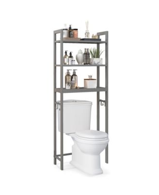 Over-The-Toilet Storage Shelf Space Saving Metal Bathroom Organizer Hooks