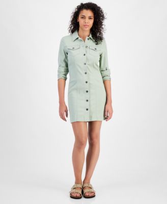 Celebrity Pink - Juniors' Spread-Collar Button-Front Dress