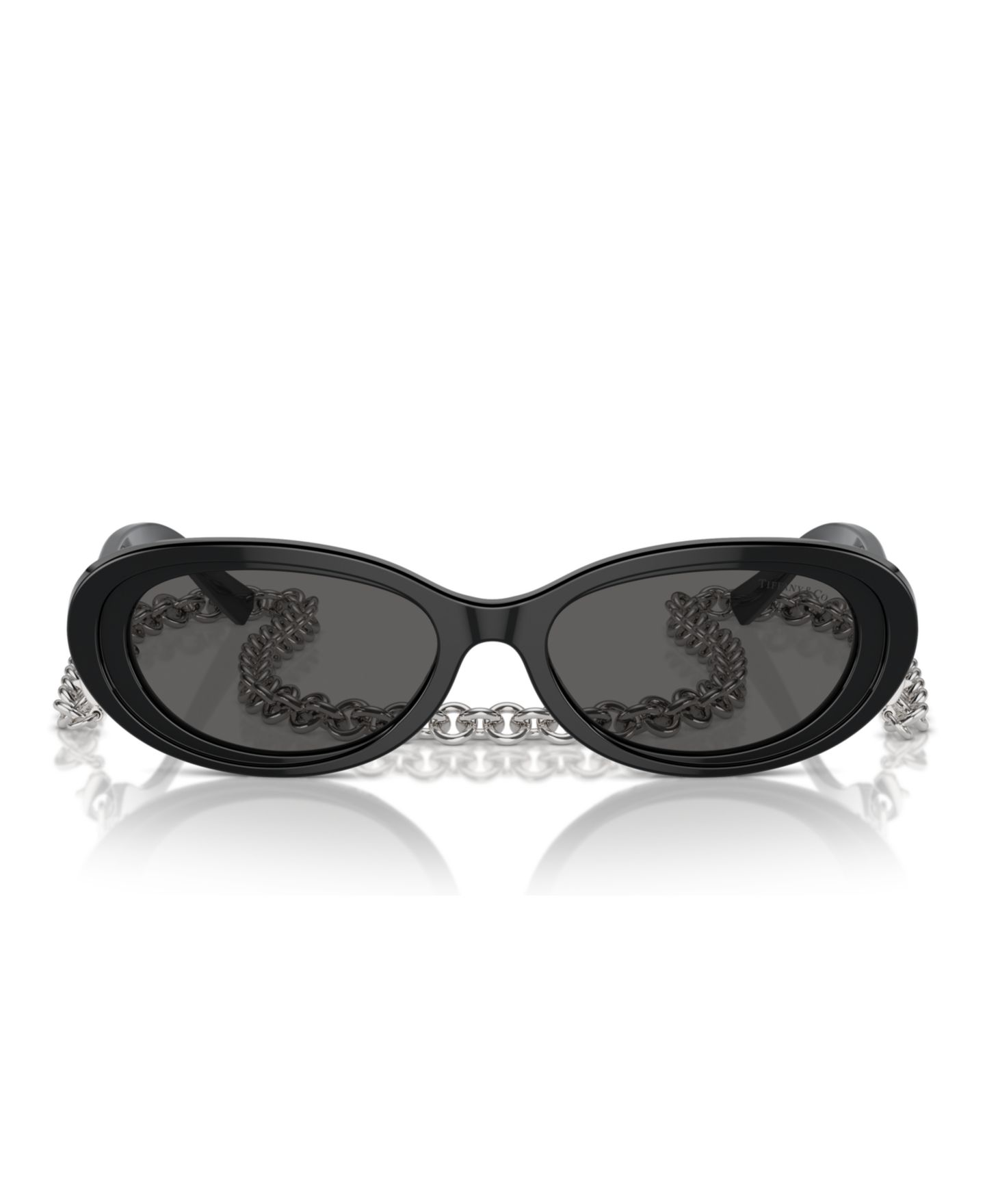 Женские солнцезащитные очки Tiffany & Co. Oval Sunglasses w/Chain, Tf4221, цвет: Чёрный — фото 2