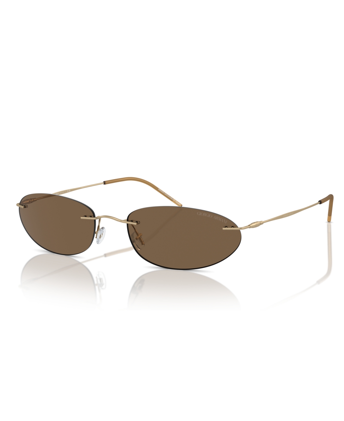 Giorgio Armani Rimless Oval-frame Sunglasses In Dark Brown