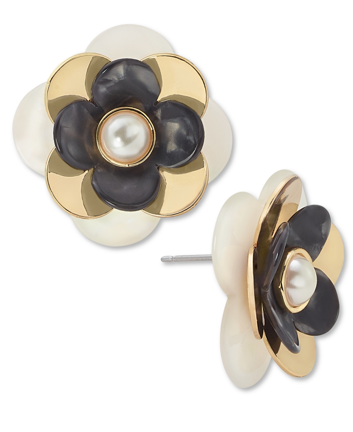 Shop On 34th Imitation Pearl 3d Flower Stud Earrings, Created For Macy's In Multi