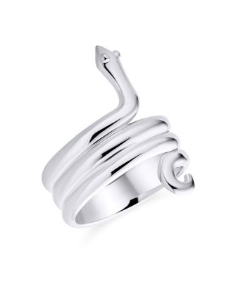 Garden Animal Pet Reptile Egyptian Stack Wrap Coil Serpent Snake Ring Band .925 Sterling Silver