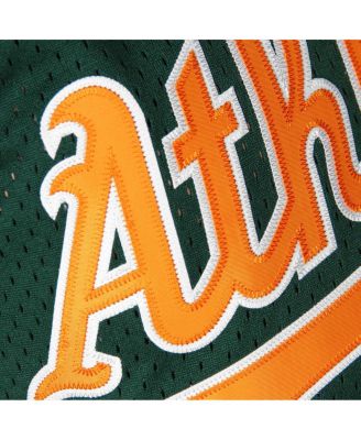 Men's Rickey Henderson Green Oakland Athletics 1998 Cooperstown Mesh Batting Practice Jersey