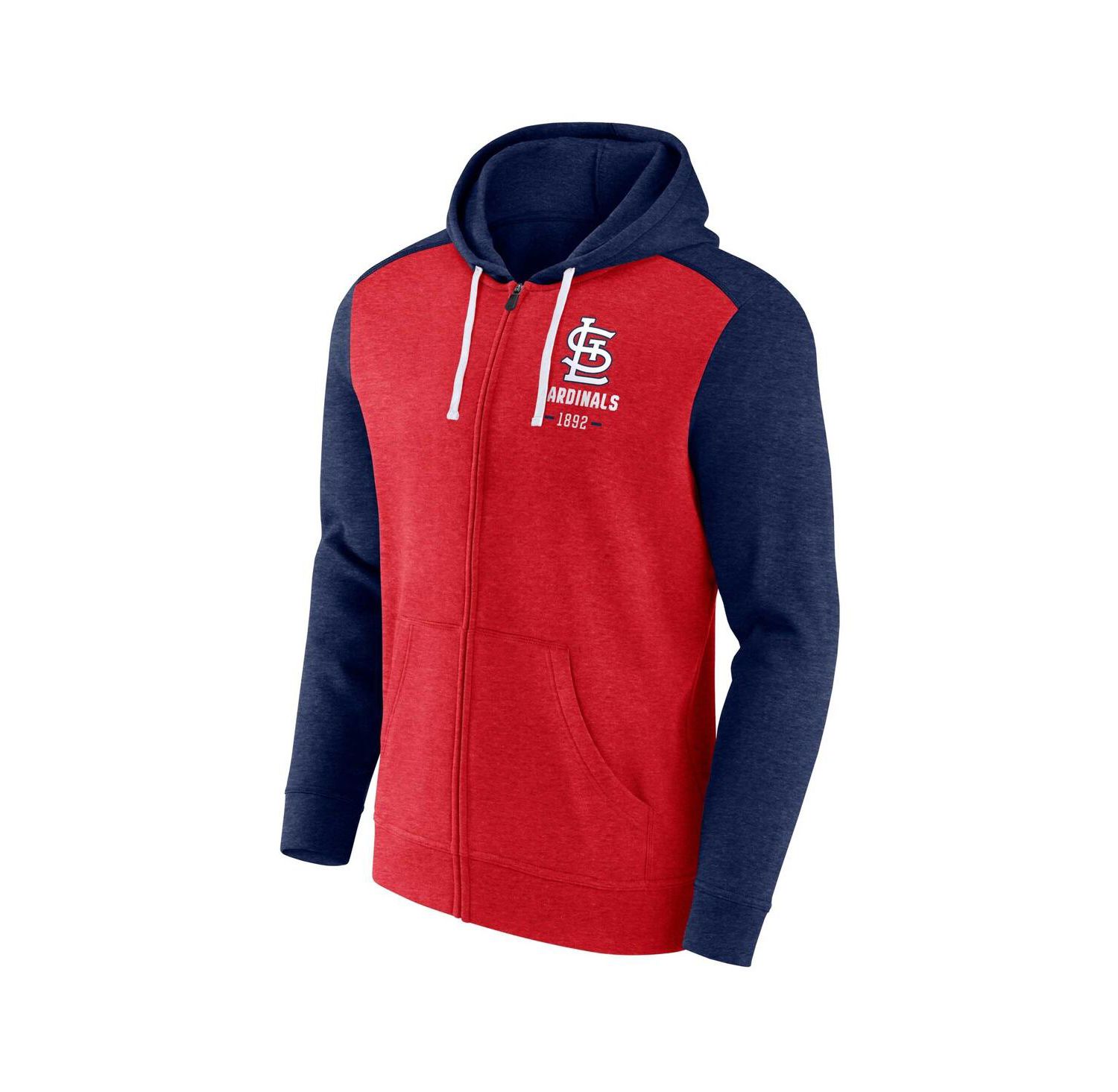 Men's Heathered Red, Heathered Navy St. Louis Cardinals Blown Away Full-Zip Hoodie
