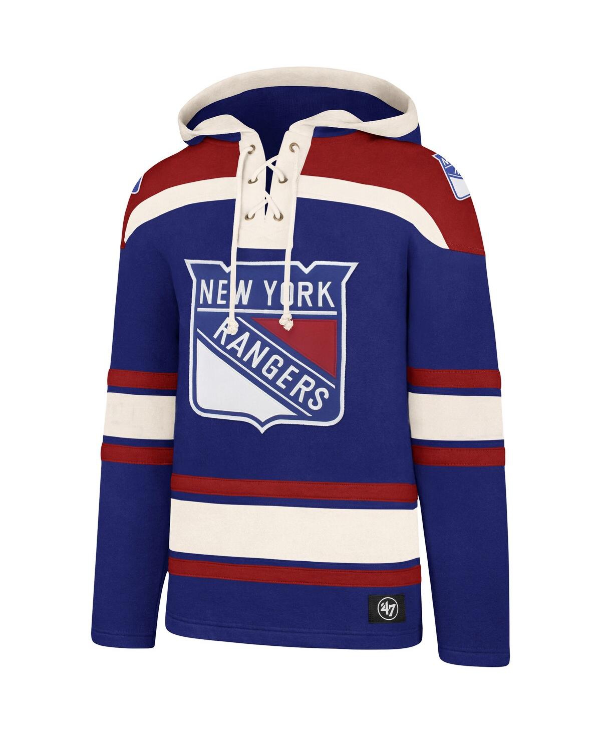 47 Brand Men's ' Mika Zibanejad Blue New York Rangers Player Name And Number Lacer Pullover Hoodie In Blue