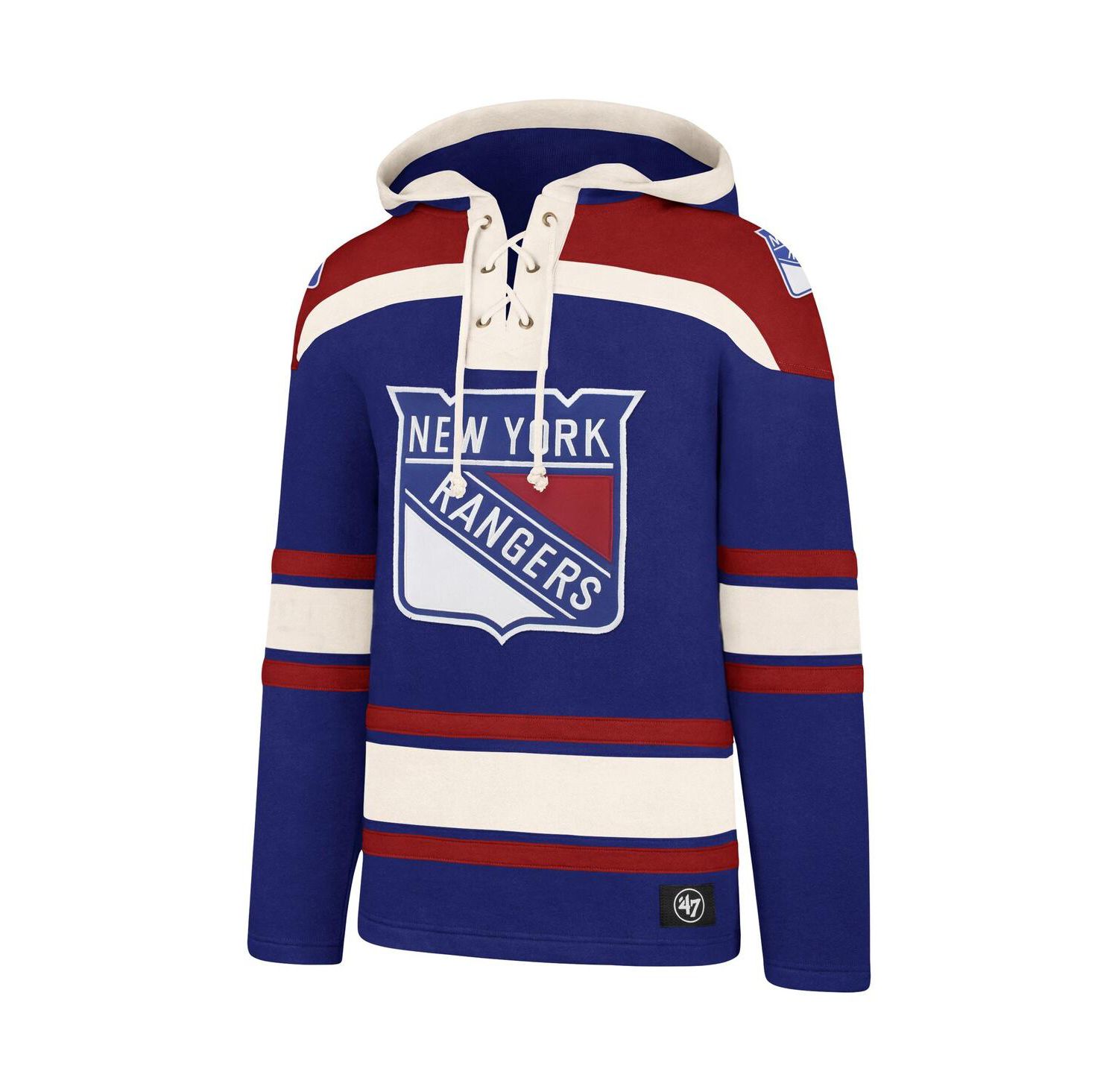 Men's Blue New York Rangers Superior Lacer Pullover Hoodie