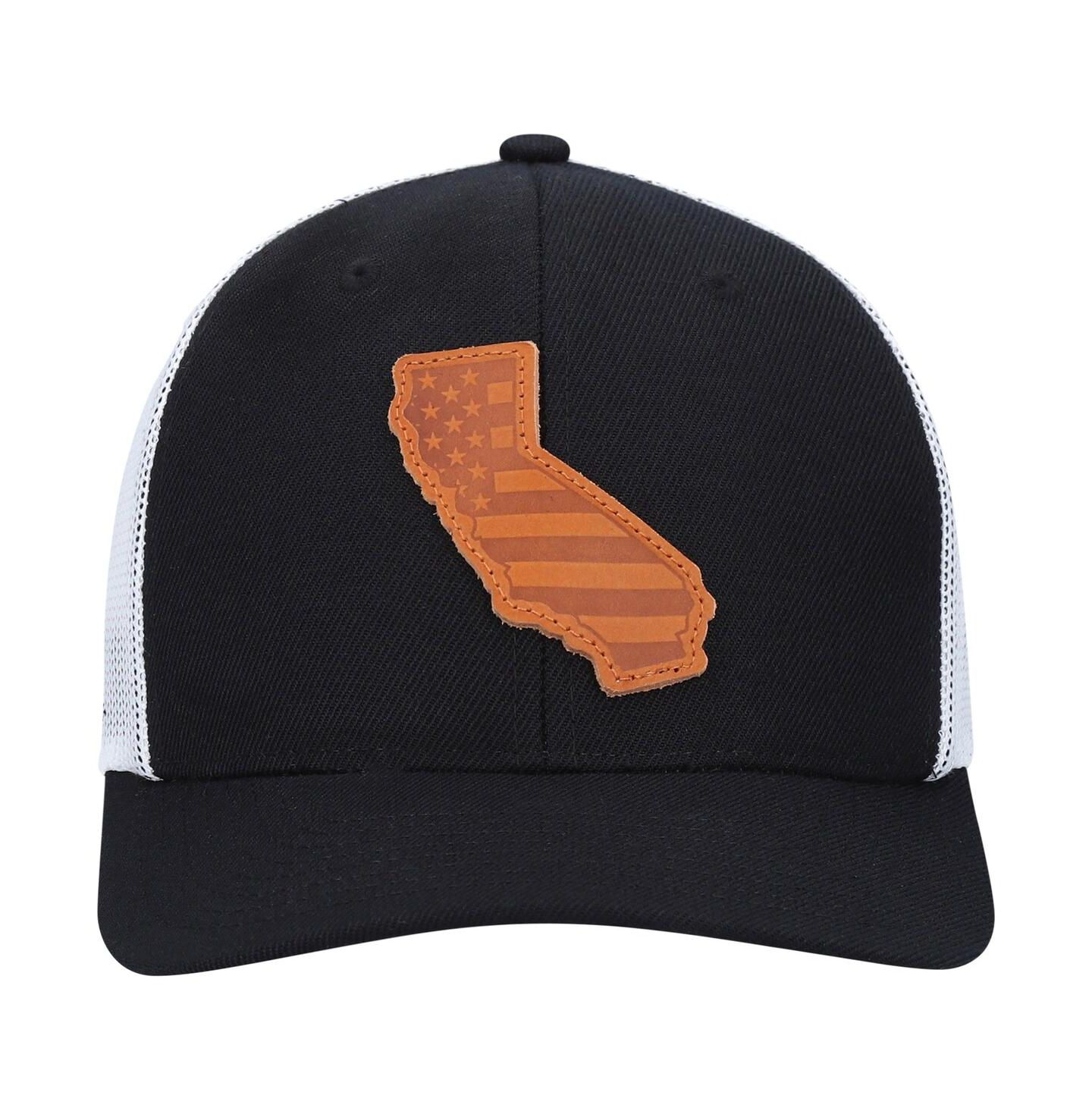 Мужская кепка Local Crowns Black California Leather Patch Trucker Snapback Hat — фото 4