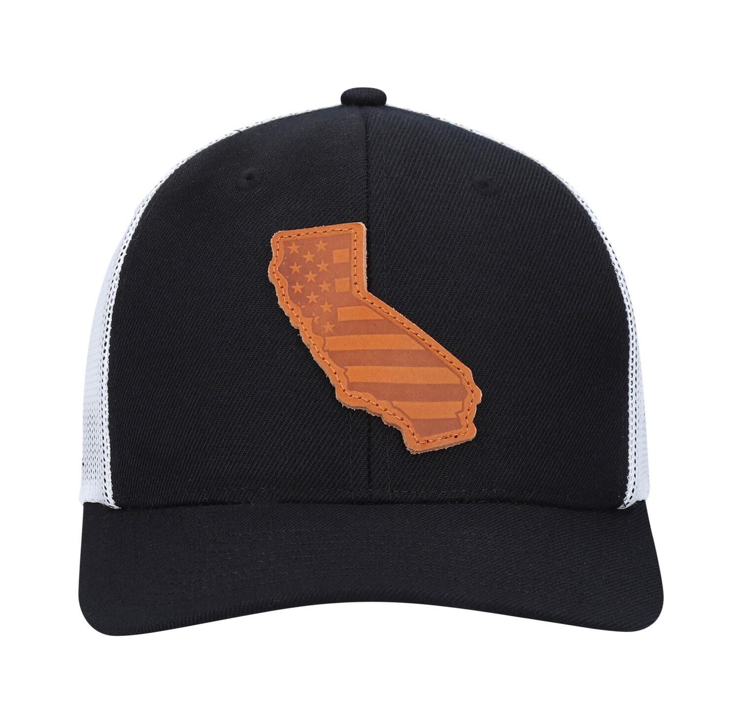 Men's Black California Leather Patch Trucker Snapback Hat