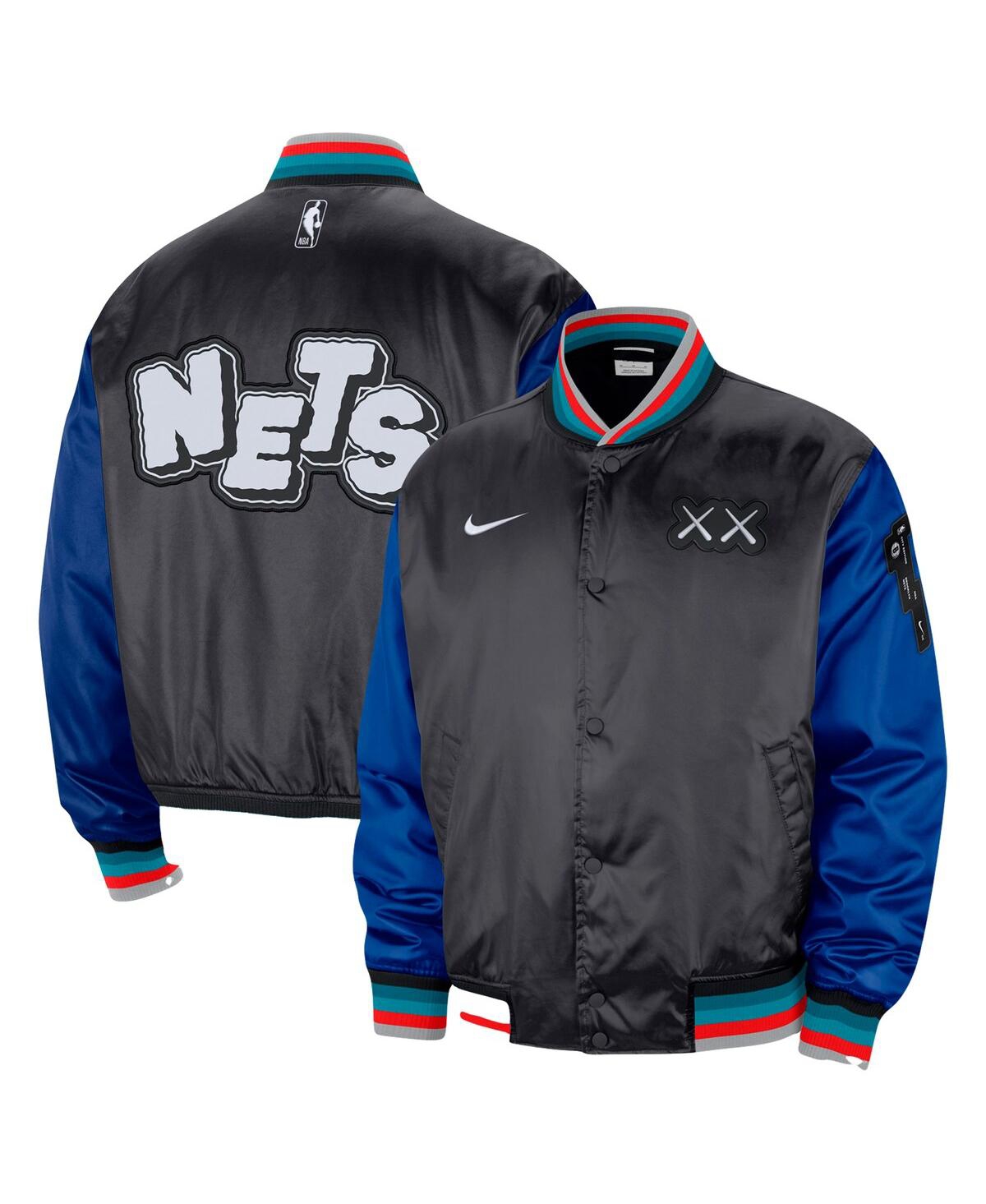 Men's Nike Charcoal Brooklyn Nets 2023/24 City Edition Courtside Premier Full-Snap Bomber Jacket - Charcoal