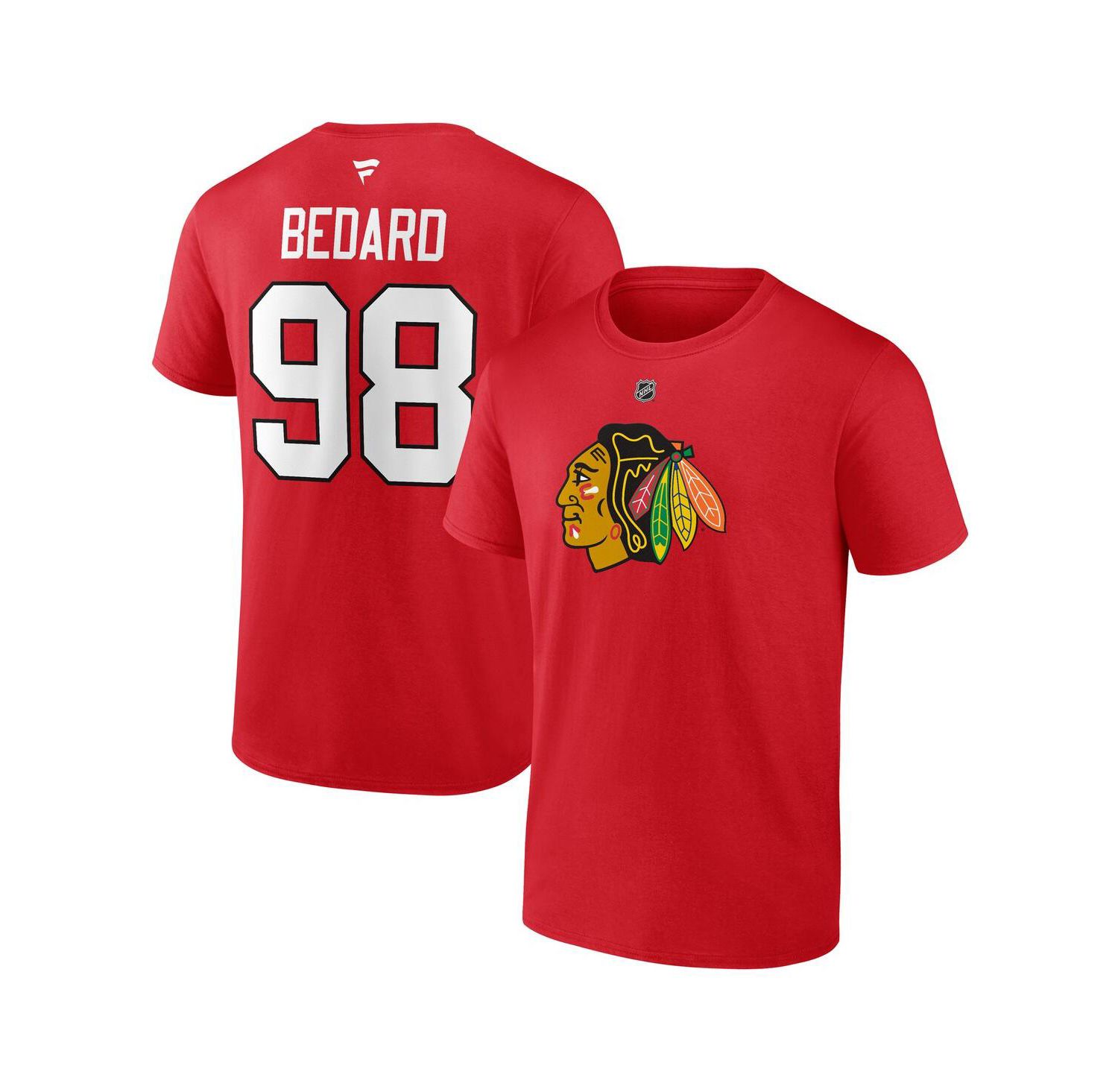 Men's Connor Bedard Red Chicago Blackhawks 2023 NHL Draft Authentic Stack Player Name and Number T-shirt