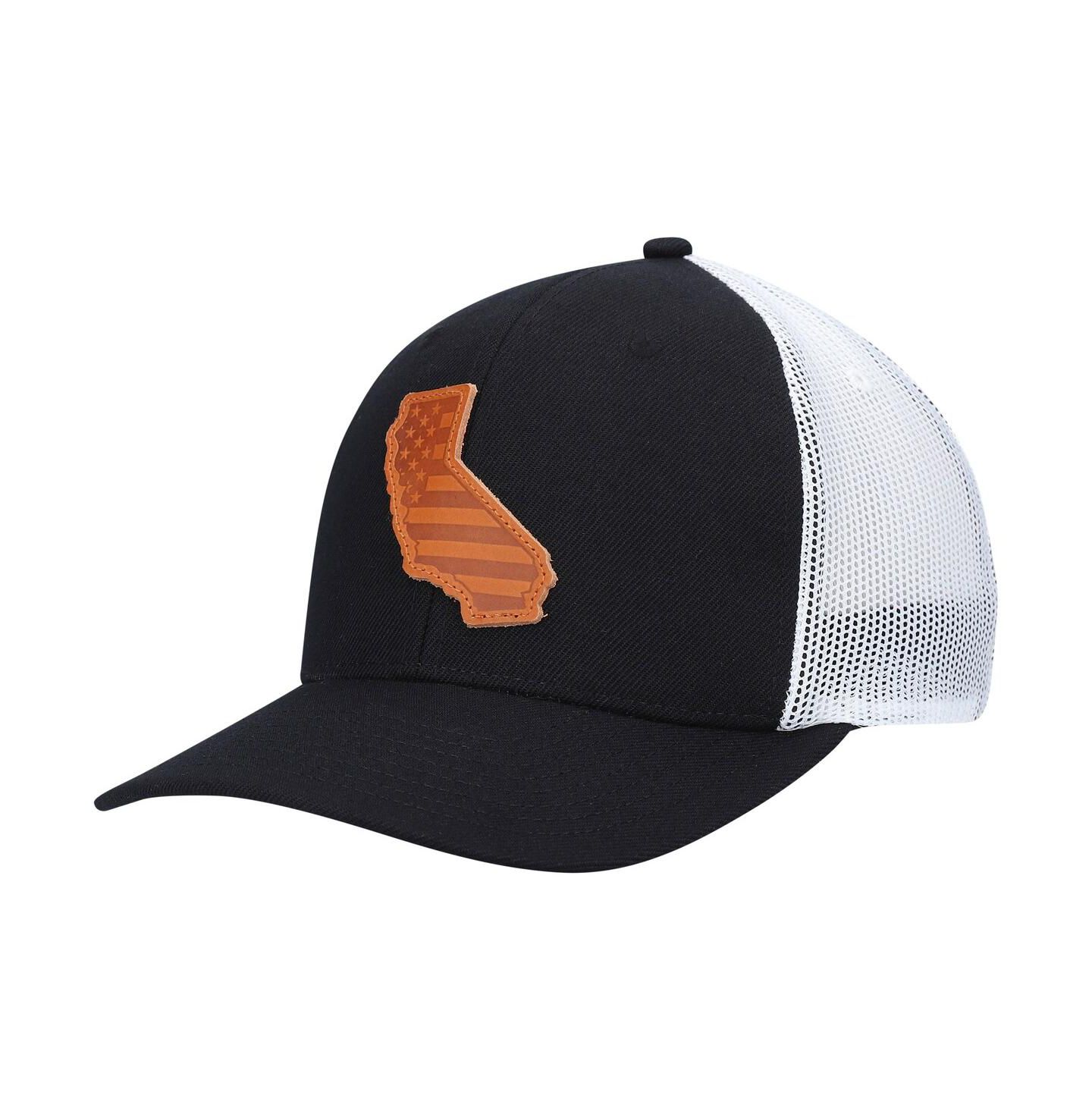 Мужская кепка Local Crowns Black California Leather Patch Trucker Snapback Hat — фото 1
