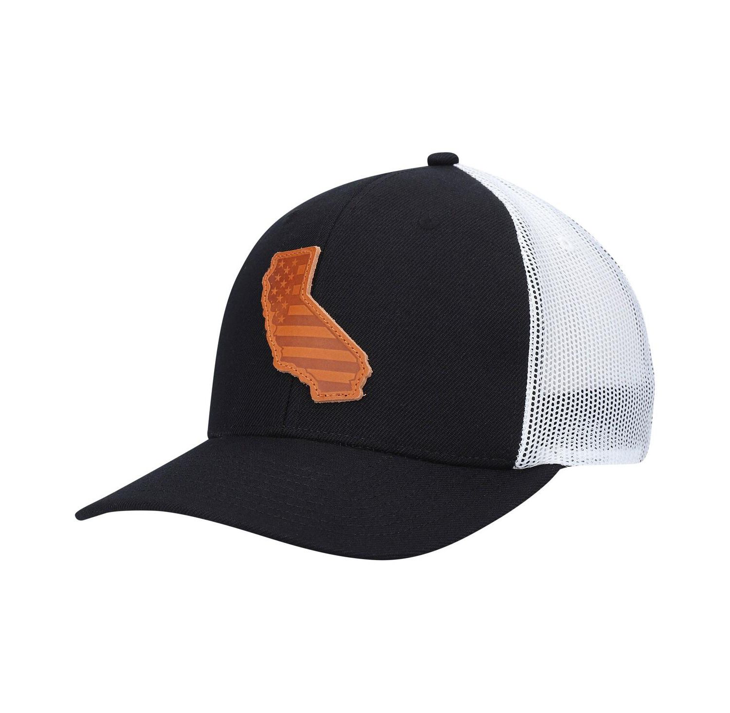 Men's Black California Leather Patch Trucker Snapback Hat