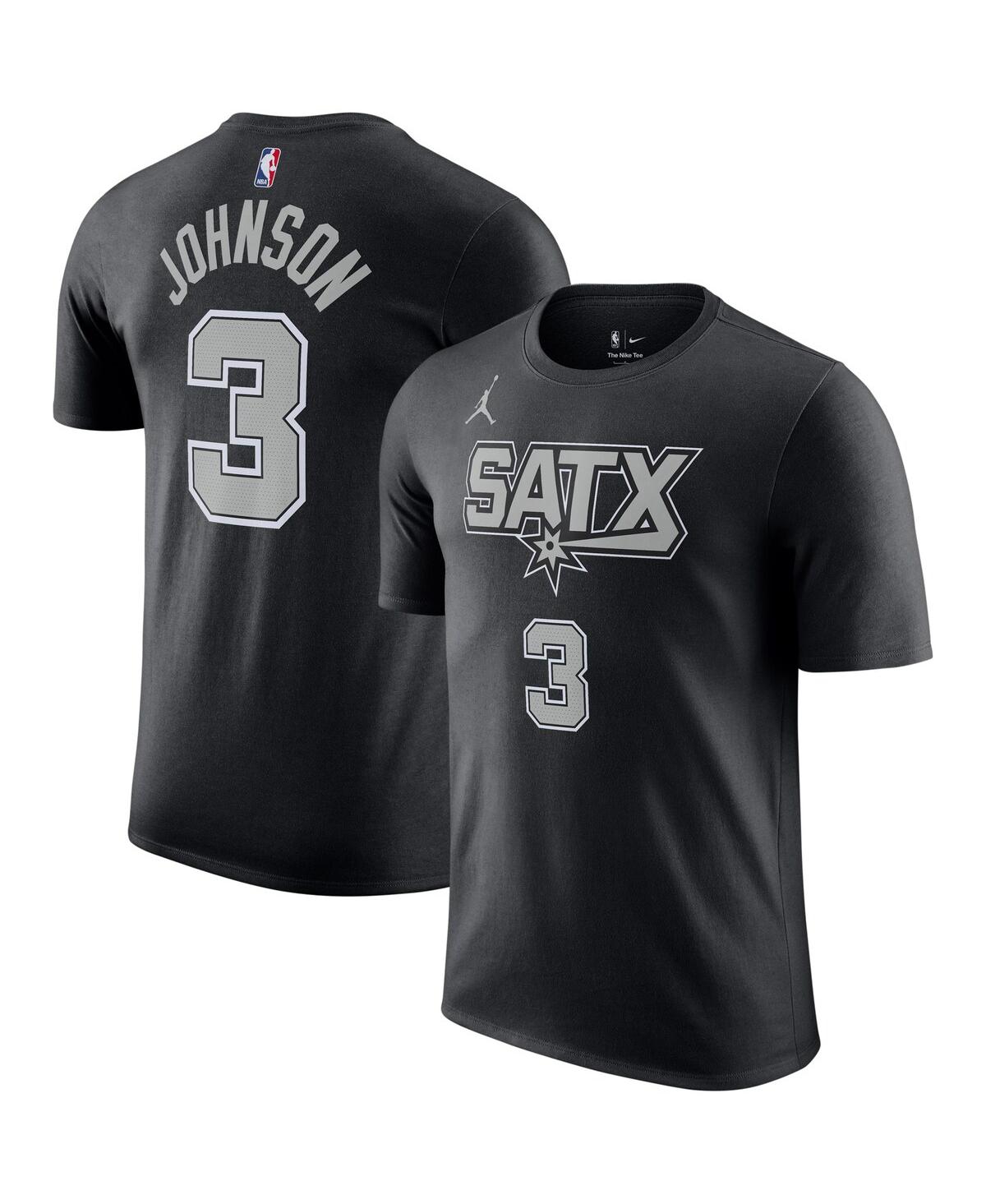 Men's Jordan Keldon Johnson Black San Antonio Spurs 2022/23 Statement Edition Name and Number T-shirt - Black