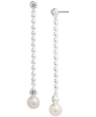 Lauren Ralph Lauren - Sterling Silver Freshwater Pearl (6mm) Linear Earrings