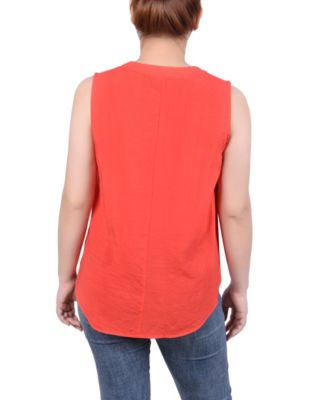 Women's Sleeveless Blouse with Eyelet Insets