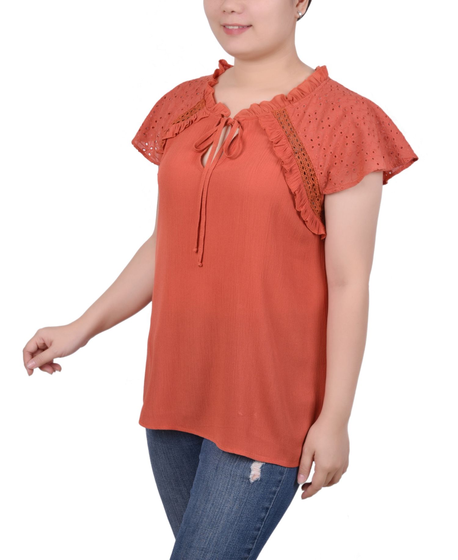 Women's Eyelet Sleeve Blouse
