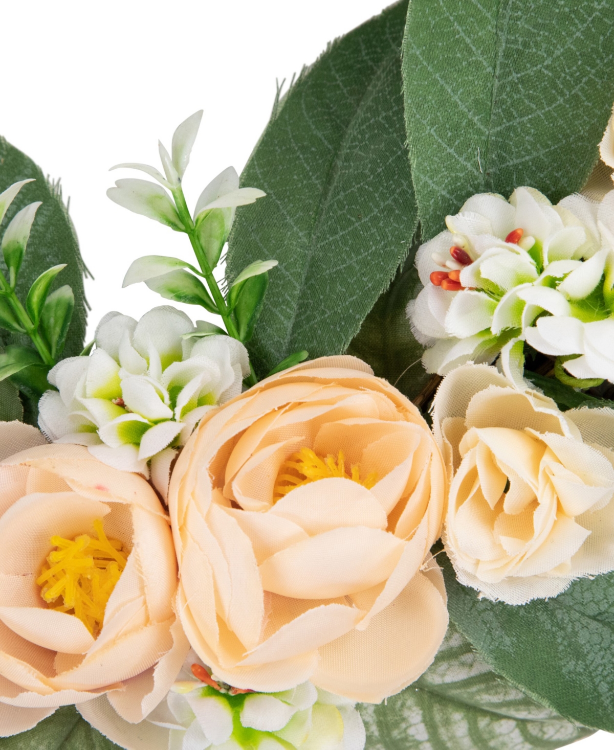 Northlight 14" Mini Peach Rose Half Floral Spring Wreath In Green